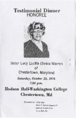 Program for the testimonial dinner in honor of Lucy Lucilla Elmira Warren