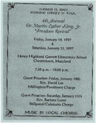 Flier for the 4th annual Dr. Martin Luther King, Jr. “freedom revival” event