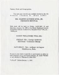 Flier for the Dr. Martin Luther King, Jr. Freedom Revival
