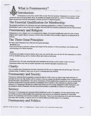 "What is Freemasonry?"