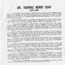 "Dr. Thomas Henry Kiah: 1873 - 1936"