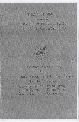 Program for appreciation banquet by the Sarah E. Travers Chapter No. 50 of the Order of the Eastern Star