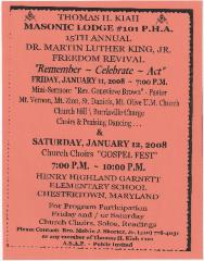 Flier for the 15th annual Dr. Martin Luther King, Jr. freedom revival event
