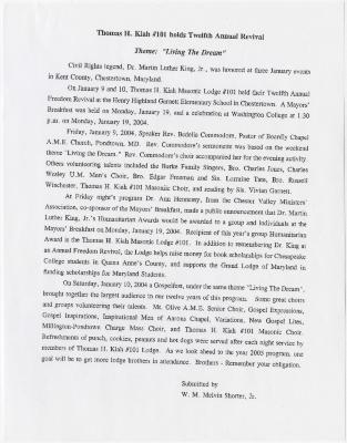"Thomas H. Kiah #101 holds twelfth annual revival"