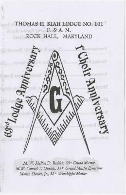 Program for the 63rd anniversary of the Thomas H. Kia Lodge No. 101 