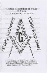 Program for the 63rd anniversary of the Thomas H. Kia Lodge No. 101 