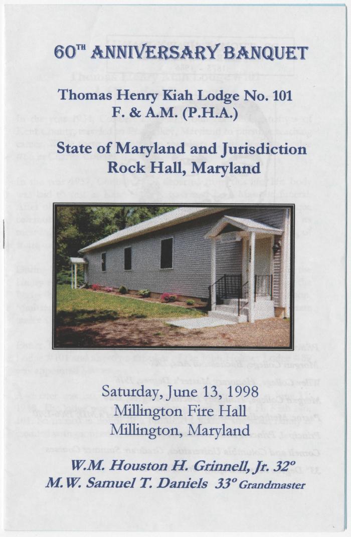 Thomas Henry Kiah Lodge No. 101 60th anniversary banquet