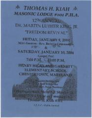 Flier to the 12th annual Dr. Martin Luther King, Jr. “freedom revival” 

