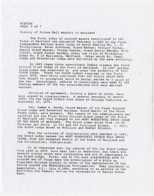 "History of Prince Hall Masonry in Maryland"