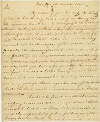 Letter from A. Calder to Joseph Wickes regarding James Parker estate