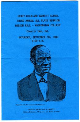 Henry Highland Garnett Third All Class Reunion Program