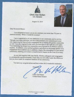 Congratulations from Senator Chris Van Hollen