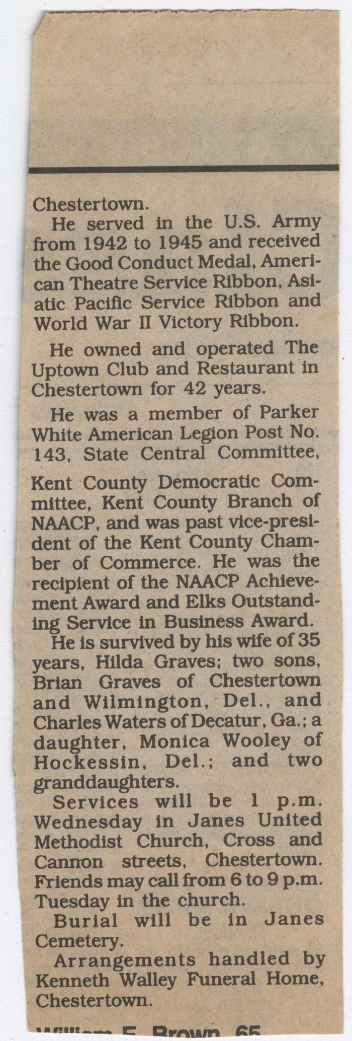 Obituary for Charles (Charlie) Graves, Nov. 1990 Part 2