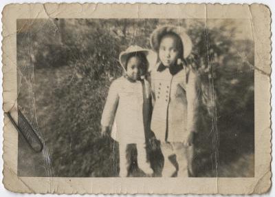 Daughters of Charlie and Hilda Graves, Karen Graves age 2, Monica Graves, age 4, circa 1962