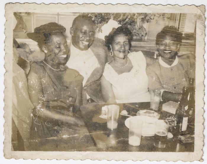 Loved Ones of Charlie Graves at a Night Out, Eloise Johnson, Robert “Pick” Robinson, Margaret Robinson, and Hilda Graves, circa 1959. 