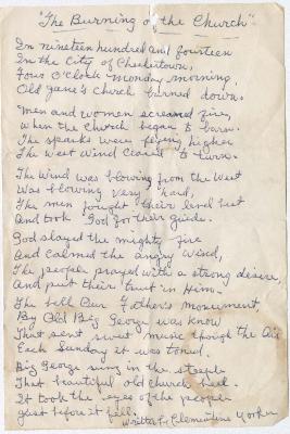 Clementine Yorker (great-aunt of Monica Graves) rendition of the Burning of Janes Church