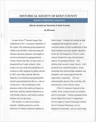 African American Teachers in Kent County.
