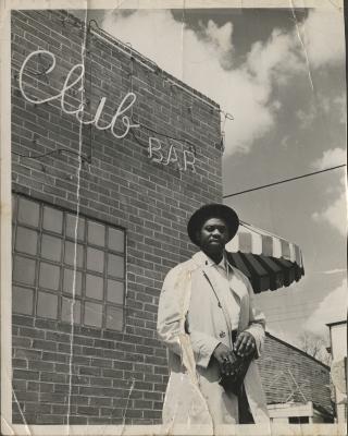 Charlie Graves in front of Uptown Club, Chestertown, Md. Circa 1956