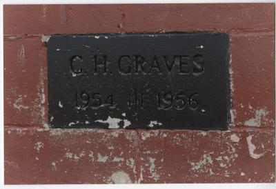 Engraved Plaque: C.H. Graves 1954 / 1956