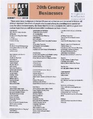 List of businesses in Kent County - produced for Lecacy Day, 2020