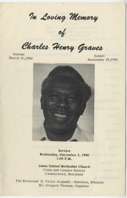 Funeral Program for Charlie Graves, December 5th, 1990