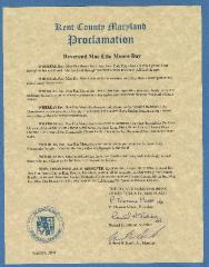 Kent County Maryland Proclamation, Reverend Mae Etta Moore Day