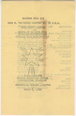 Program for the Eastern Star Day church service at the James Emanuel United Methodist Church