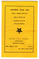 Program for the Eastern Star Day church service at the Bethel A.M.E Church