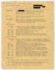 Resume of Mary Roe Walkup