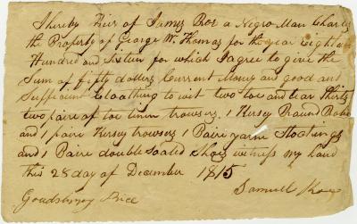 George W. Thomas hire agreement