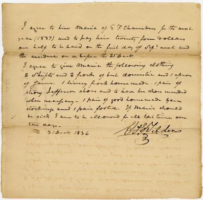 Charles E. Tilden hire agreement