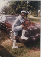 Barry Johnson leaning on his 1988 Ford LTD 