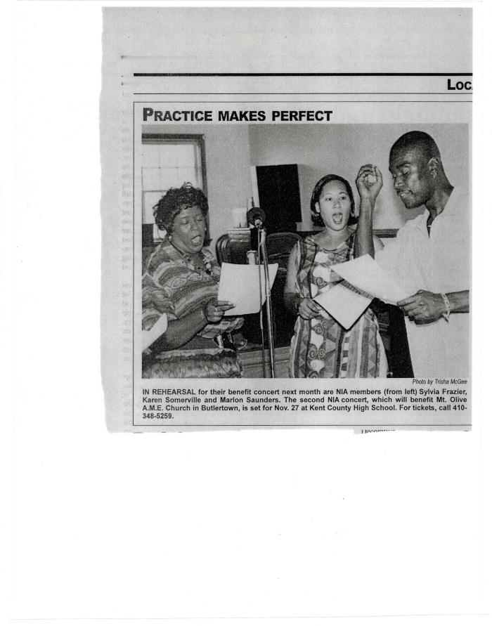 Singers - Sylvia Frazier, Karen Somerville, and Marlon Saunders - Rehearsing for Benefit Concert