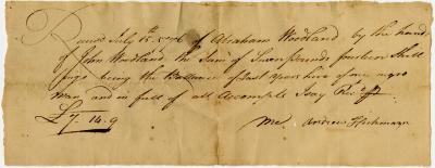 Payment received for hire of an enslaved man
