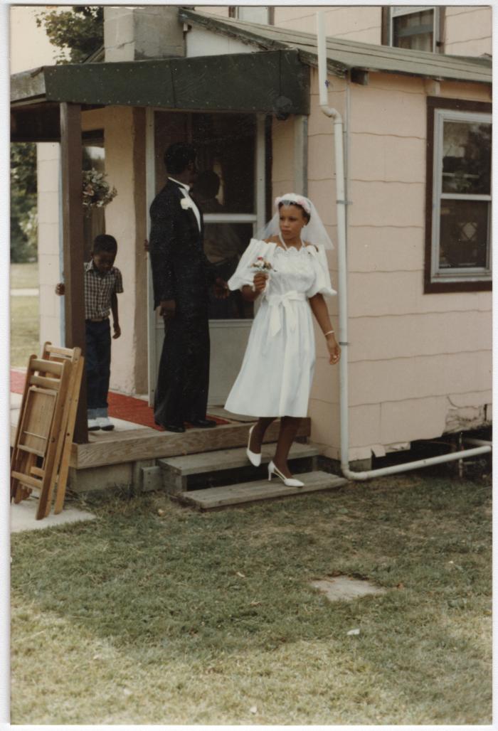 The Johnsons leaving the Jones Farmhouse after their wedding