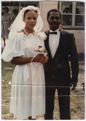 The Johnsons on their wedding day, 1983