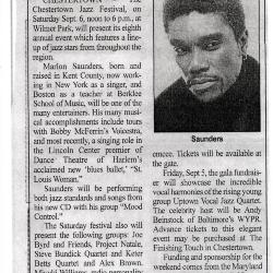 Newspaper Advertisement for Chestertown Jazz Festival