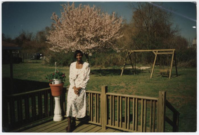 Darius Johnson's cousin Tamika Johnson Hall at Barry Johnson's house in Big Woods, MD in the late 1990s. A Washington College alumna.