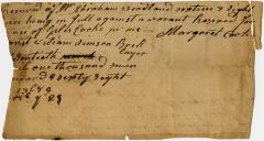 Receipt for use of Margaret between Eliscander Kelly and Abraham Woodland