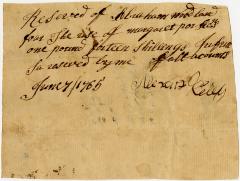 Receipt of payment from Abraham Woodland to Margaret
