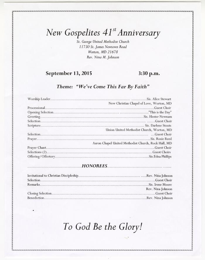 New Gospelites 41st Anniversary Program
