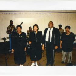 Photograph of Sylvia Frazier and the Anointed Vessels members Sylvia Hackett Frazier, Karen Somerville, Carol Wright, and others 