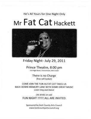 Flyer for Mr. "Fat Cat" Hackett Live Music Event 