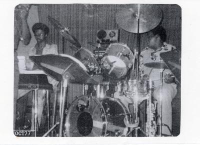 Corey "Fat Cat" Hackett at drums in 1977