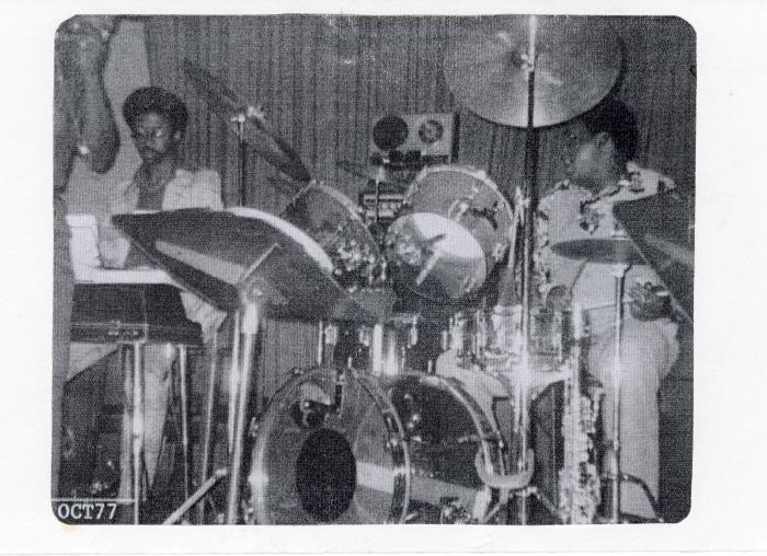 Corey "Fat Cat" Hackett at drums in 1977