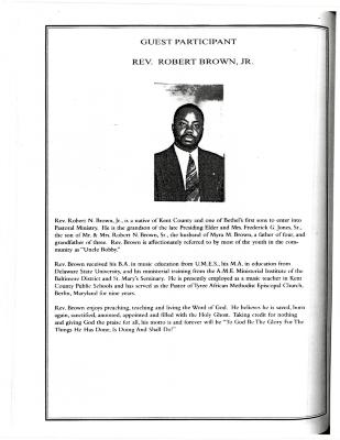 Short Biography of Rev. Robert Brown Jr.  