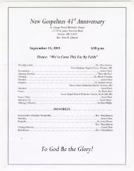 New Gospelites 41st Anniversary Program