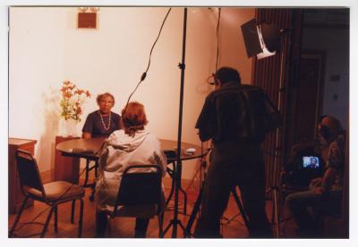 Martha White prepares for an oral history interview