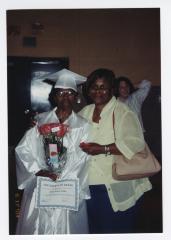 Mary Walker at her high school graduation with friend Faye Little