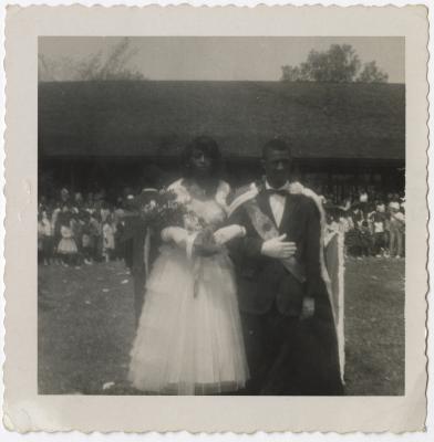Photo of May Day Celebration King and Queen Annetta Jeffers and Edward Tiller, Camp Tockwogh, 1958